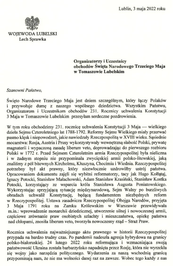 List Wojewody Lubelskiego