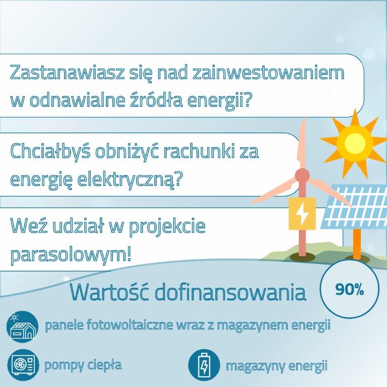 Burmistrz Miasta informuje o możliwości uczestnictwa w planowanym do realizacji przez Miasto Tomaszów Lubelski projekcie dotyczącym montażu na budynkach osób prywatnych instalacji odnawialnych źródeł energii w postaci instalacji fotowoltaicznych wraz z magazynem energii oraz pomp ciepła do ciepłej wody użytkowej i centralnego ogrzewania