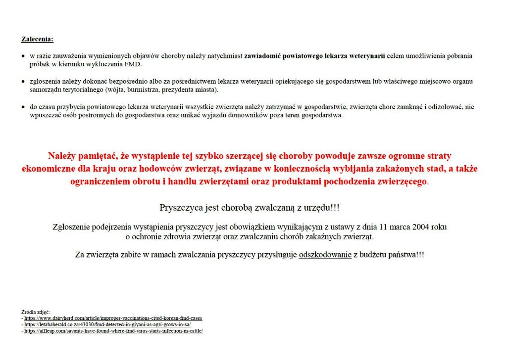Komunikat Głównego Lekarza Weterynarii na temat ogniska pryszczycy w Niemczech