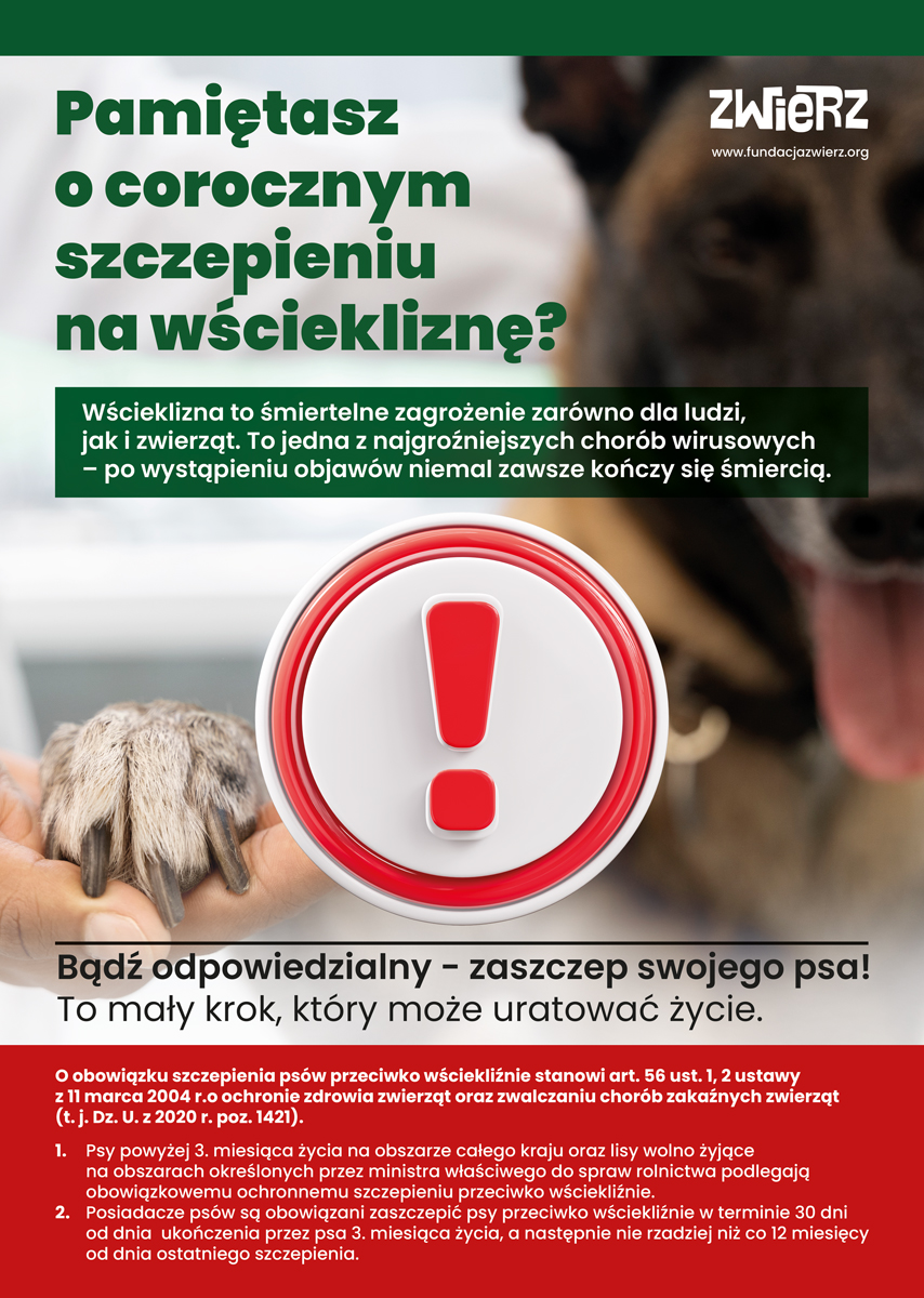 Fundacja Zwierz przypomina o konieczności szczepienia psów przeciwko wściekliźnie
