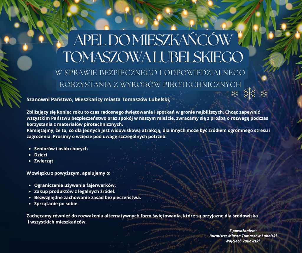 APEL DO MIESZKAŃCÓW TOMASZOWA LUBELSKIEGO