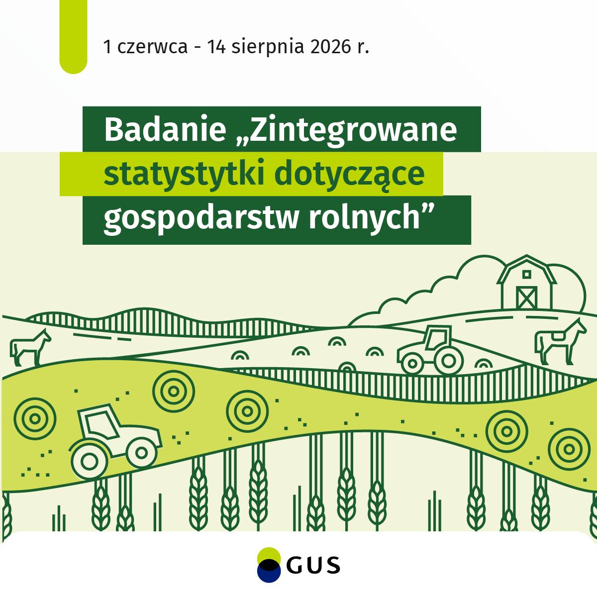 Badanie „Zintegrowane statystyki dotyczące gospodarstw rolnych” 1.06-14.08.2026 r.